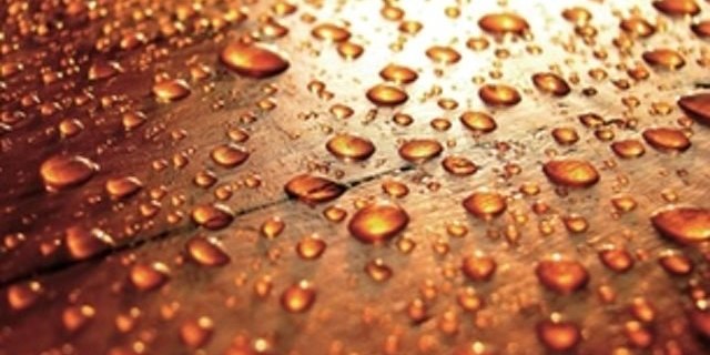 water droplets on engineered wood flooring
